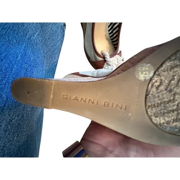 Gianni Bini Women's Brown Trim Cork Rope Platform Wedge Heels Size 6.5 - Picture 6 of 12